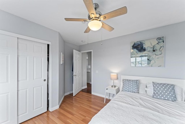 9925 Fieldthorn St, San Diego, CA 92127 - bedroom featuring light wood finished floors, baseboards, and a ceiling fan