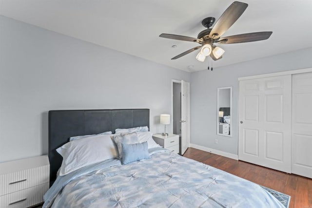 9925 Fieldthorn St, San Diego, CA 92127 - bedroom with wood finished floors, a ceiling fan, and a closet