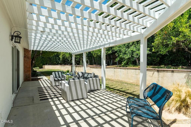 10503 Jimenez St, Sylmar, CA 91342 - view of patio featuring outdoor lounge area and a pergola