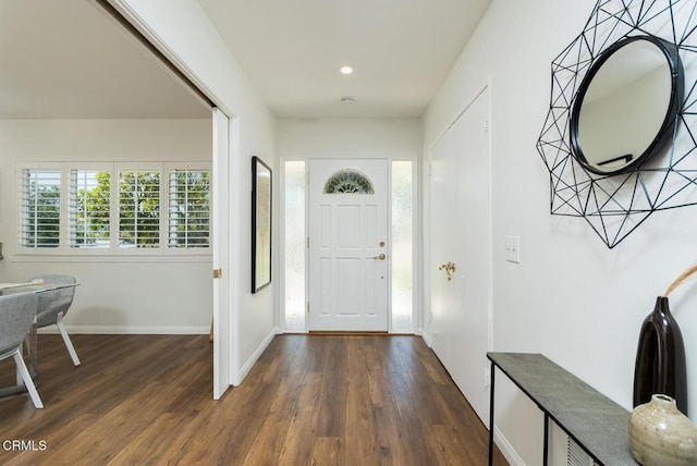 10503 Jimenez St, Sylmar, CA 91342 - entryway with dark wood-style floors, baseboards, and recessed lighting