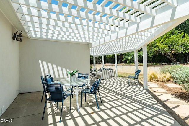 10503 Jimenez St, Sylmar, CA 91342 - view of patio / terrace featuring outdoor dining space and a pergola