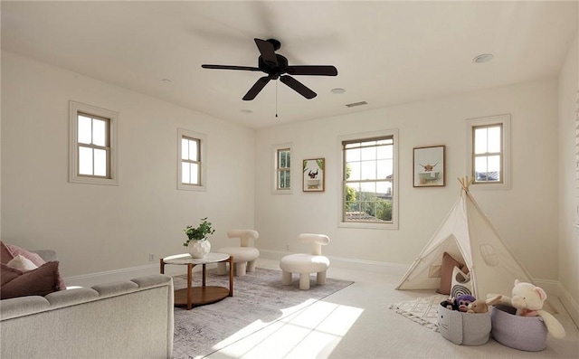 47 Via Alcamo, San Clemente, CA 92673 - living room featuring plenty of natural light, baseboards, and a ceiling fan