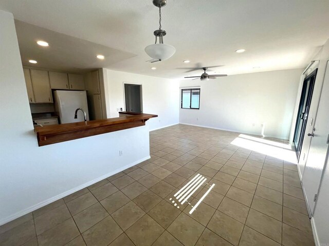 2556 Ocean Cove Dr, Cardiff By The Sea, CA 92007 - unfurnished living room featuring tile patterned flooring, recessed lighting, and ceiling fan
