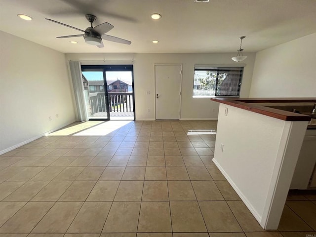 2556 Ocean Cove Dr, Cardiff By The Sea, CA 92007 - spare room with healthy amount of natural light, a ceiling fan, light tile patterned floors, and recessed lighting