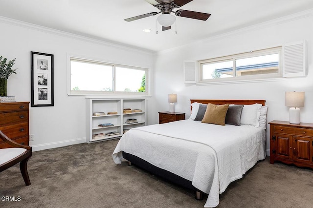 1245 S Orange Grove Blvd Unit 5, Pasadena, CA 91105 - bedroom featuring carpet flooring, crown molding, and ceiling fan