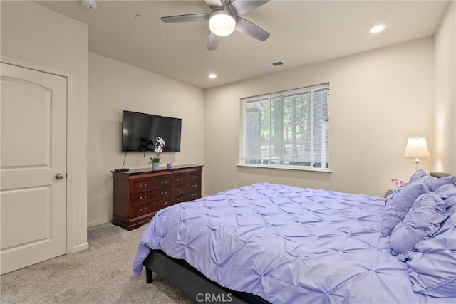 14868 Hickok Ct, Magalia, CA 95954 - carpeted bedroom with recessed lighting, ceiling fan, and baseboards