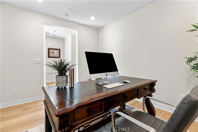 25 Splendor Way, Rancho Mission Viejo, CA 92694 - office area with light wood-type flooring, baseboards, and recessed lighting