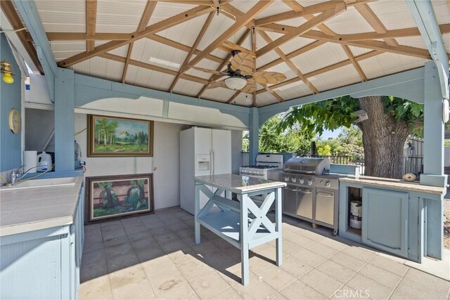 4436 County Road M 1/2, Orland, CA 95963 - view of patio / terrace with a gazebo, a sink, a ceiling fan, and outdoor dining area