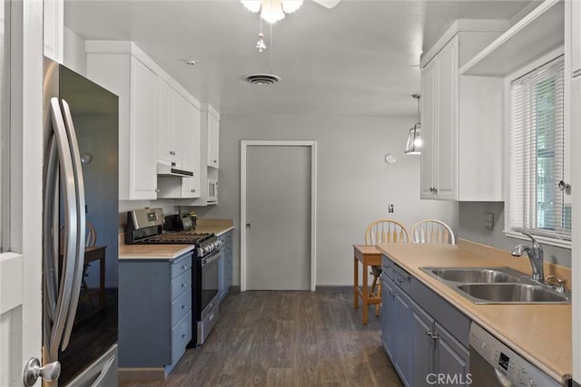 4436 County Road M 1/2, Orland, CA 95963 - kitchen with appliances with stainless steel finishes, a sink, under cabinet range hood, and white cabinetry