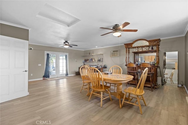 4436 County Road M 1/2, Orland, CA 95963 - dining area featuring crown molding, a ceiling fan, light wood-type flooring, and baseboards