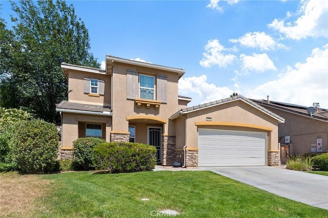 29778 Salmon St, Menifee, CA 92584 - view of front of home featuring stone siding, stucco siding, and concrete driveway