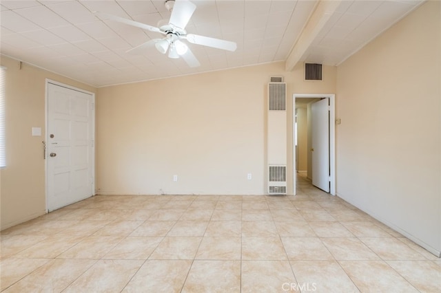39026 11th St W, Palmdale, CA 93551 - unfurnished room with a heating unit, a ceiling fan, and light tile patterned flooring