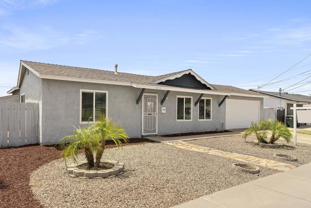 450 Dichter St, El Cajon, CA 92019 - ranch-style home featuring stucco siding, an attached garage, and roof with shingles