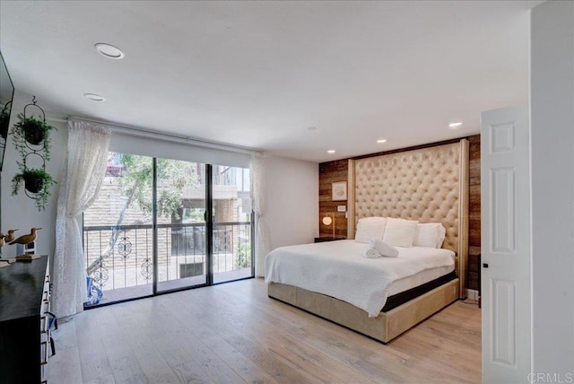 190 Del Mar Shores Ter Unit 24, Solana Beach, CA 92075 - bedroom with light wood-style floors, recessed lighting, and access to outside