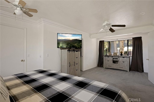 26249 Cedar Ln, Twin Peaks, CA 92391 - unfurnished bedroom with light colored carpet, a ceiling fan, and ornamental molding