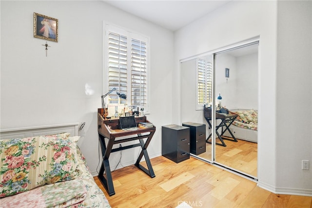22124 Barrington Way, Saugus, CA 91350 - living area with wood finished floors, an office area, and baseboards