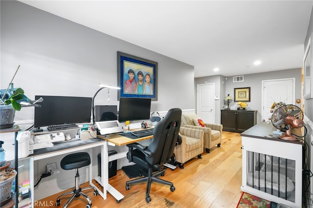 22124 Barrington Way, Saugus, CA 91350 - office with light wood-style flooring and recessed lighting