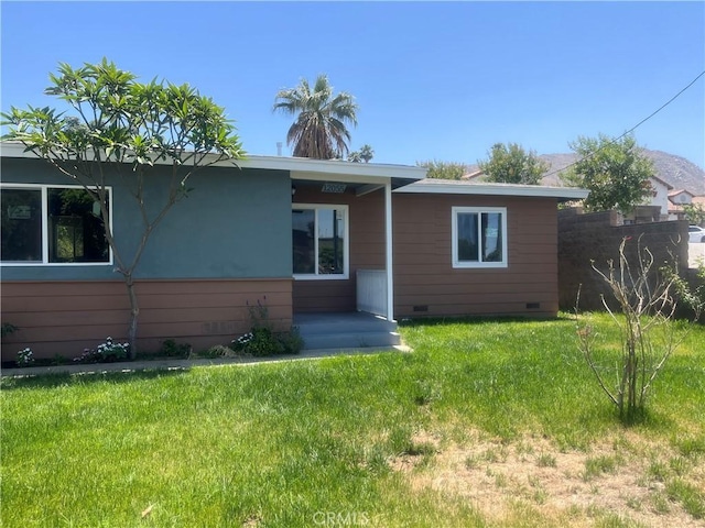 12055 Mount Vernon Ave, Grand Terrace, CA 92313 - view of front of house with crawl space and a front yard