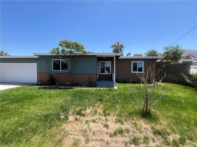 12055 Mount Vernon Ave, Grand Terrace, CA 92313 - single story home featuring a garage, a front yard, and driveway