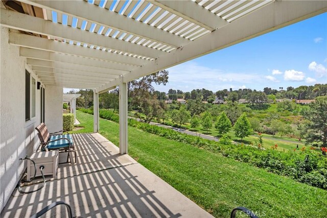 28052 Espinoza, Mission Viejo, CA 92692 - view of patio / terrace with a pergola and view of wooded area
