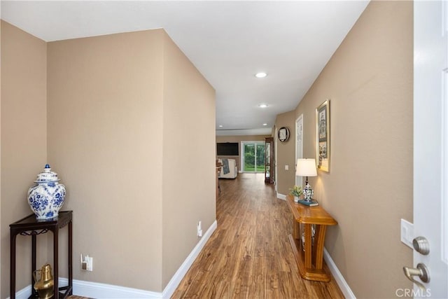 28052 Espinoza, Mission Viejo, CA 92692 - corridor with wood finished floors, baseboards, and recessed lighting