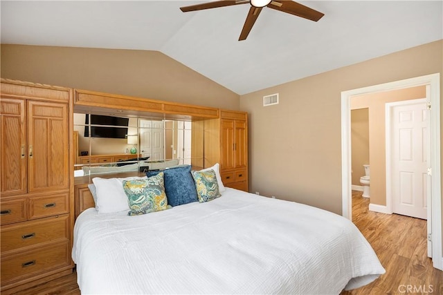 28052 Espinoza, Mission Viejo, CA 92692 - bedroom featuring lofted ceiling, light wood finished floors, and a ceiling fan