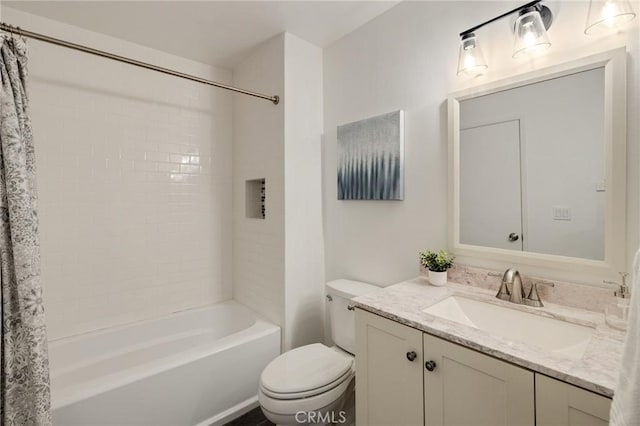 849 E Victoria St Unit 210, Carson, CA 90746 - full bathroom with vanity, shower / bath combo with shower curtain, and toilet
