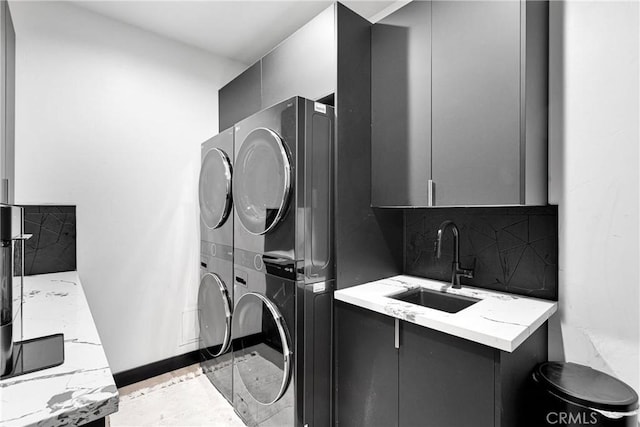 14258 Crow Rd, Apple Valley, CA 92307 - washroom featuring estacked washer and dryer