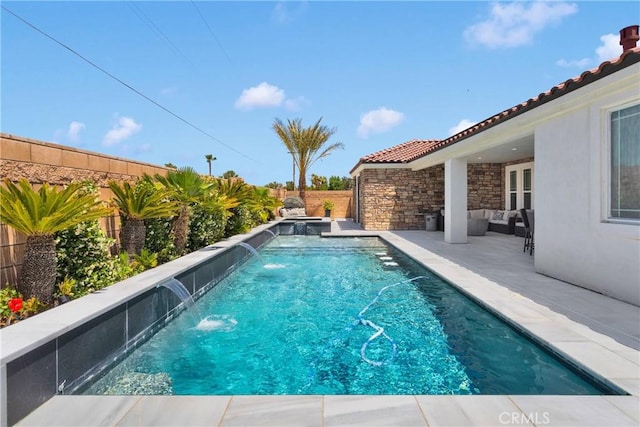 14258 Crow Rd, Apple Valley, CA 92307 - view of swimming pool featuring a fenced backyard, outdoor lounge area, and a patio