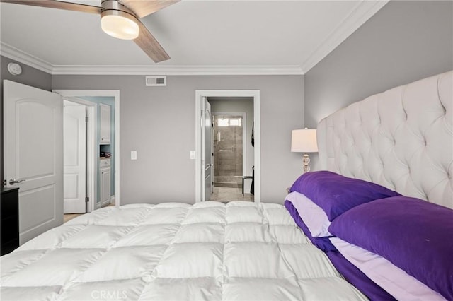 1126 W 13th St Unit 1, San Pedro, CA 90731 - bedroom with ensuite bathroom, crown molding, and ceiling fan