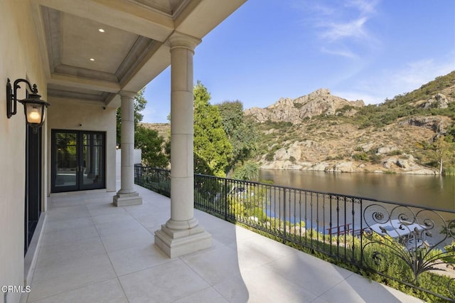 2112 Trentham Rd, Triunfo Pass-Point Mugu, CA 91361 - view of patio / terrace featuring a water and mountain view