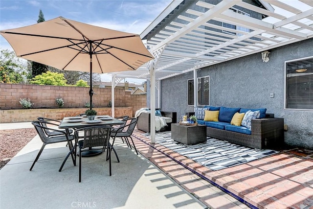 312 N Prospect Ave, Redondo Beach, CA 90277 - view of patio / terrace with an outdoor living space, a pergola, and outdoor dining area