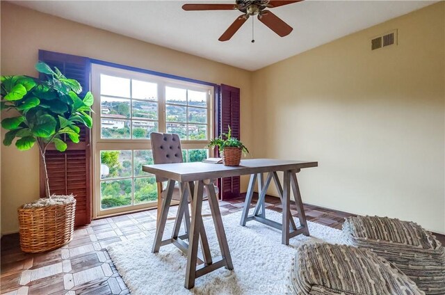 6604 Via Siena, Rancho Palos Verdes, CA 90275 - home office with ceiling fan and light floors