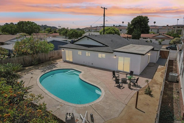 3243 Carolyn Cir, Oceanside, CA 92054 - view of pool featuring central AC, a fenced backyard, a patio area, and a residential view