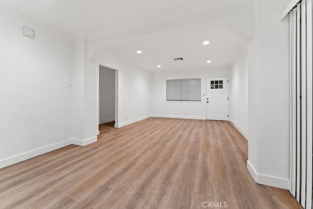 436 E Truslow Ave, Fullerton, CA 92832 - spare room with light wood finished floors, recessed lighting, ornamental molding, and baseboards