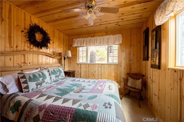 43897 Yosemite Dr, Big Bear Lake, CA 92315 - bedroom with multiple windows, wooden walls, and wooden ceiling