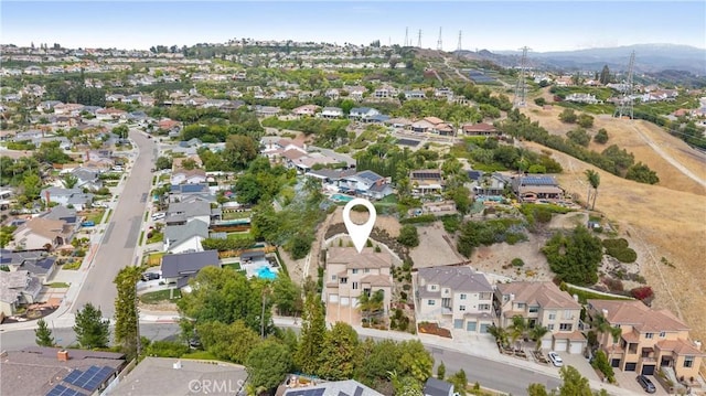 2421 N Feather Hill Dr, Orange, CA 92867 - aerial view of property and surrounding area with nearby suburban area and mountains