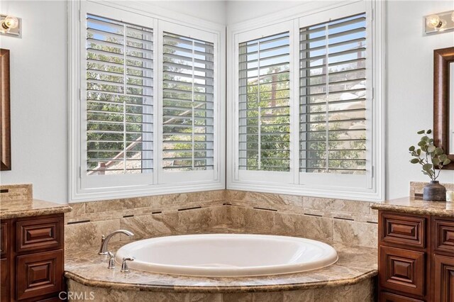 2421 N Feather Hill Dr, Orange, CA 92867 - full bathroom featuring plenty of natural light, a garden tub, and vanity