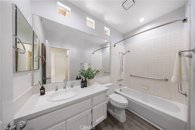 2517 Tequestra, Tustin, CA 92782 - full bathroom with toilet, washtub / shower combination, vanity, and wood finished floors