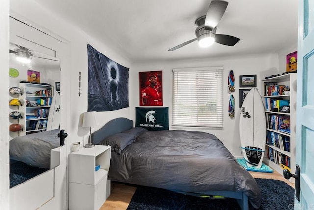 1738 33rd St, San Diego, CA 92102 - bedroom featuring wood finished floors and a ceiling fan