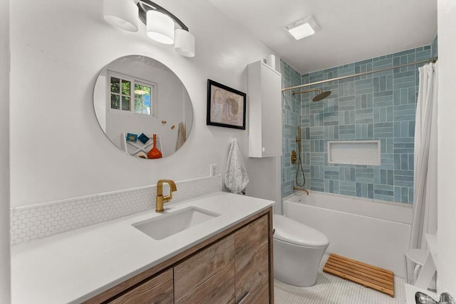 1738 33rd St, San Diego, CA 92102 - full bath with vanity, shower / bath combo with shower curtain, and tile patterned flooring