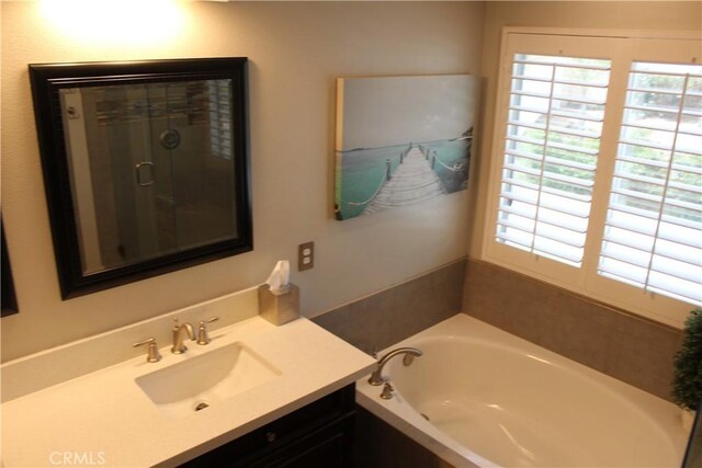 1338 Coral Gables Cir, Corona, CA 92881 - full bathroom with healthy amount of natural light, vanity, and a bath