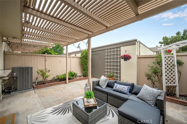 4057 Via Encinas, Cypress, CA 90630 - fenced backyard with an outdoor hangout area, a patio area, and a pergola