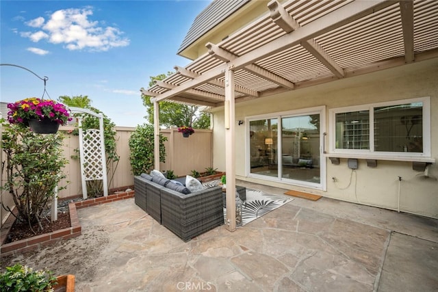 4057 Via Encinas, Cypress, CA 90630 - fenced backyard featuring an outdoor living space, a pergola, and a patio area