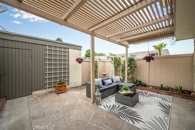 4057 Via Encinas, Cypress, CA 90630 - fenced backyard with outdoor lounge area, a pergola, and a patio area