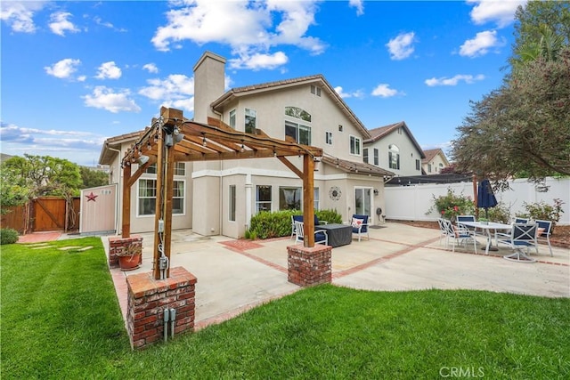 1641 Via Tulipan, San Clemente, CA 92673 - back of property with a pergola, a chimney, a patio, and stucco siding