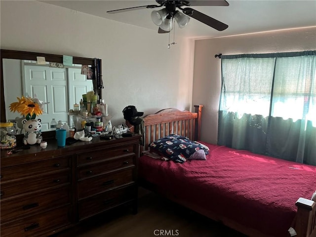 1881 Mitchell, Atwater, CA 95301 - bedroom with dark wood finished floors and ceiling fan
