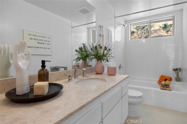 3102 Durand Dr, Los Angeles, CA 90068 - bathroom featuring toilet, vanity, bathing tub / shower combination, and tile patterned floors