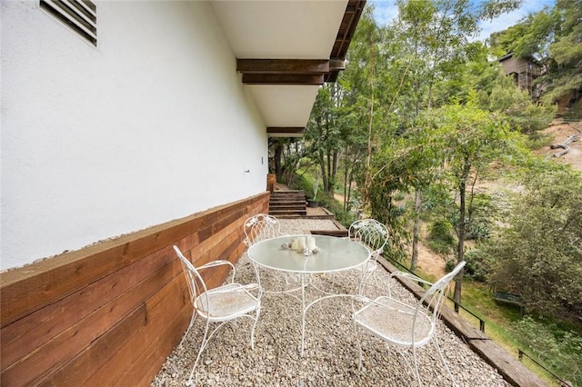 3102 Durand Dr, Los Angeles, CA 90068 - view of patio with outdoor dining space and stairs