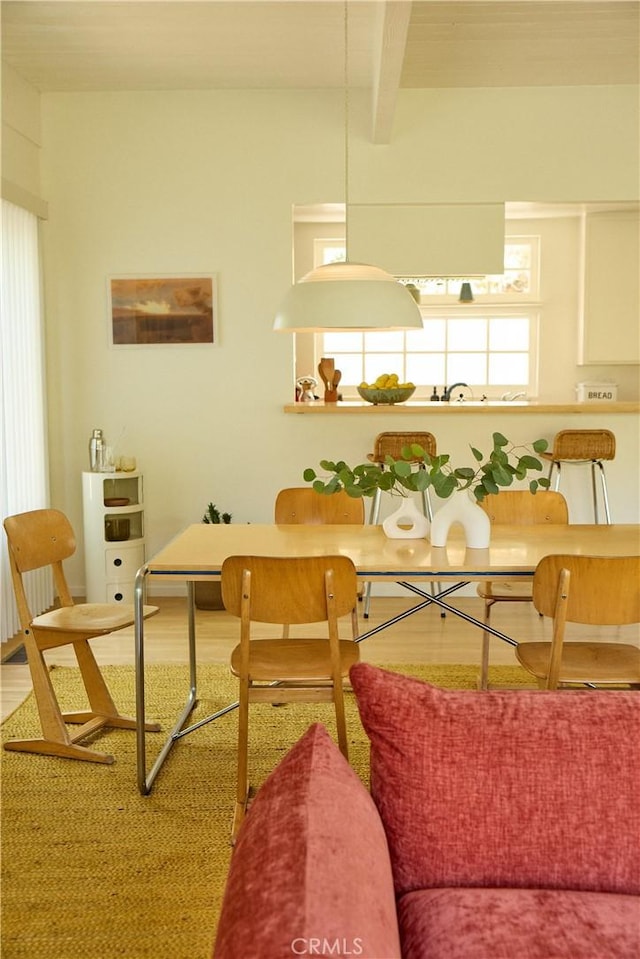 3102 Durand Dr, Los Angeles, CA 90068 - dining area featuring beamed ceiling